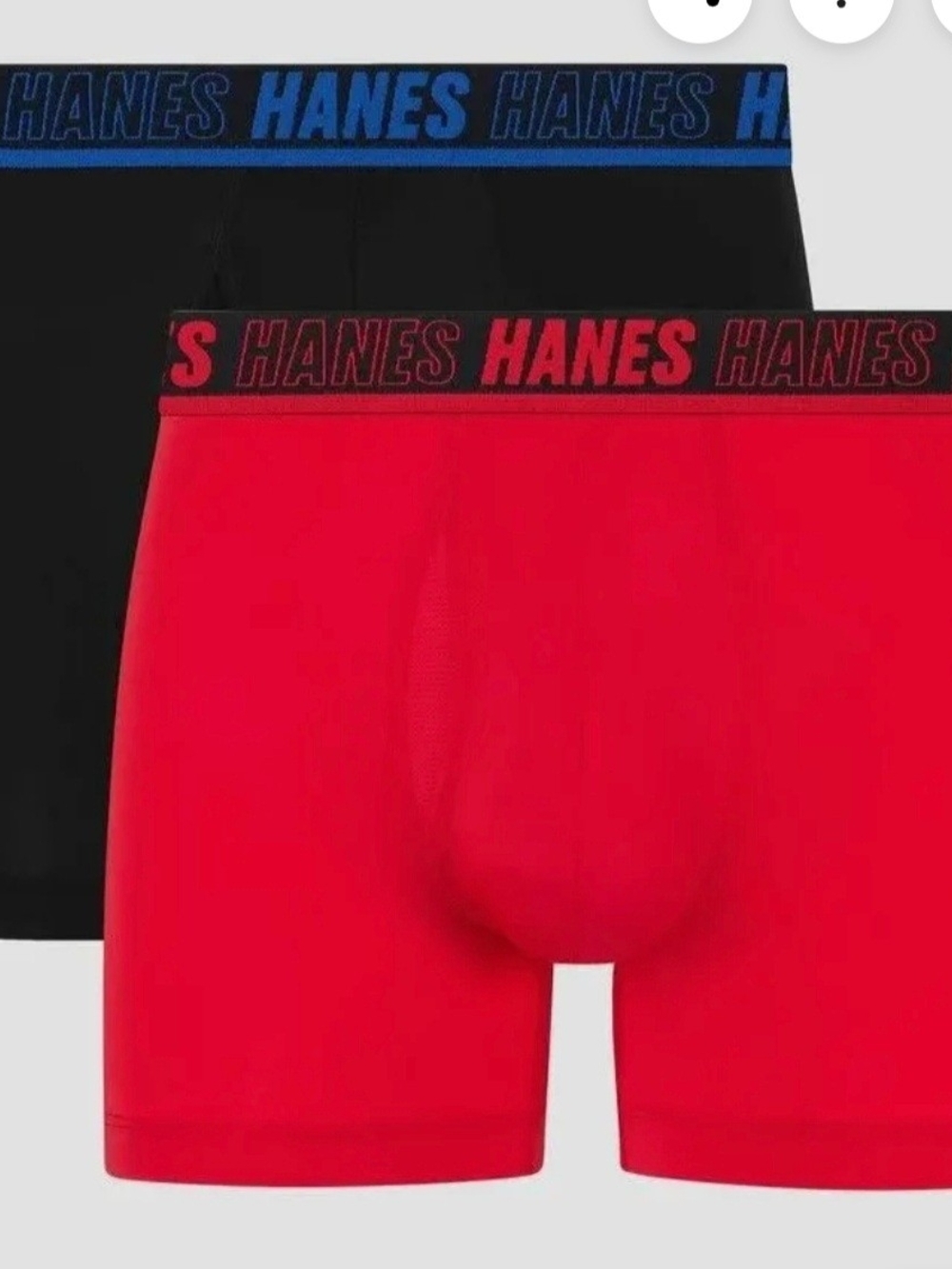 Hanes Men's 2-Pack Tagless Trunks in Red & Black
